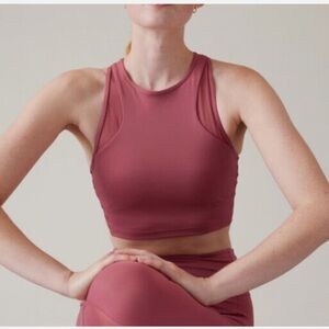 Athleta Conscious Mesh Crop Bra size S Cups A-C Berry Rose Red